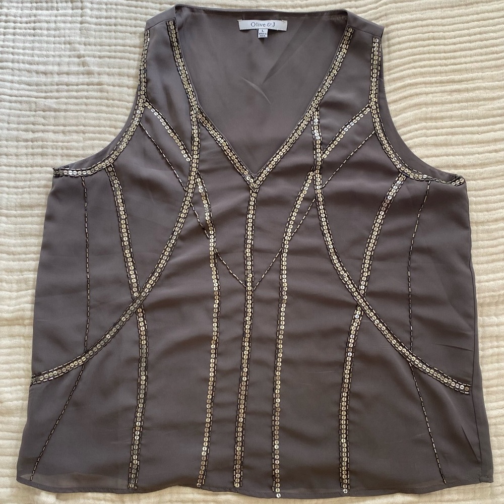 Like New! Olive & J sequin and beaded top